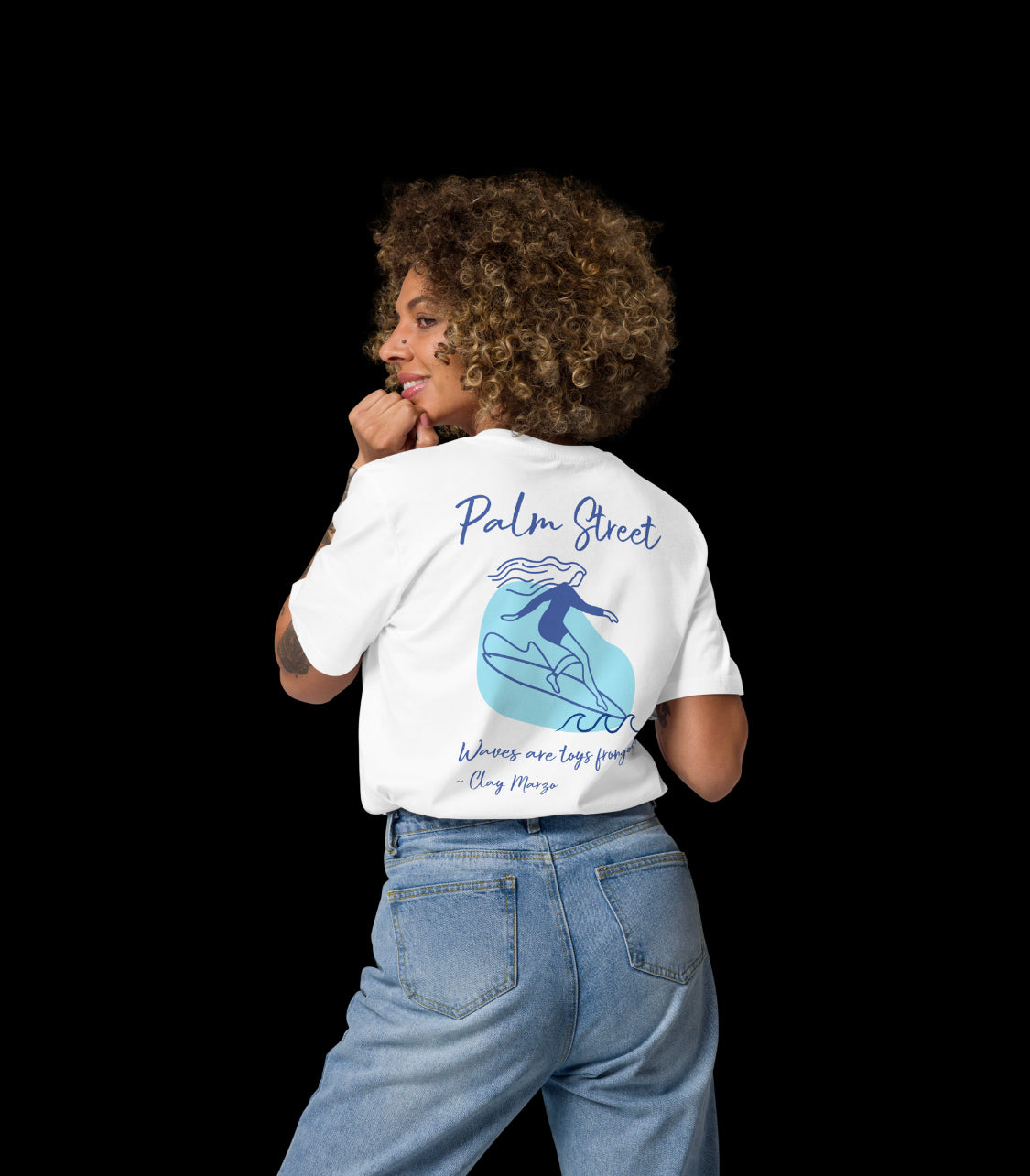 „Waves are toys from god“ organic cotton t-shirt