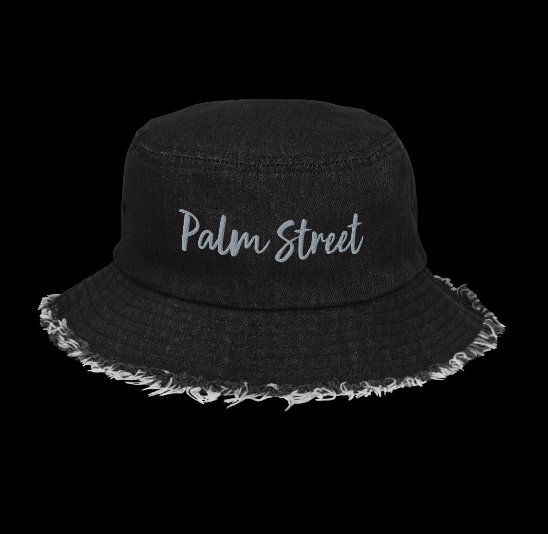 „Palm Street“ Distressed denim bucket hat