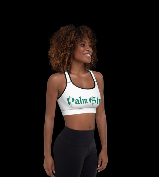 White green Padded Sports Bra