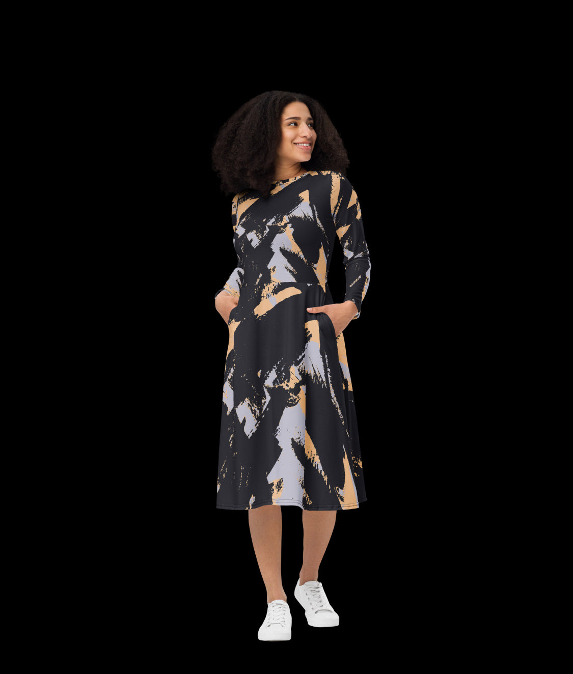 „Artistic“ long sleeve midi dress