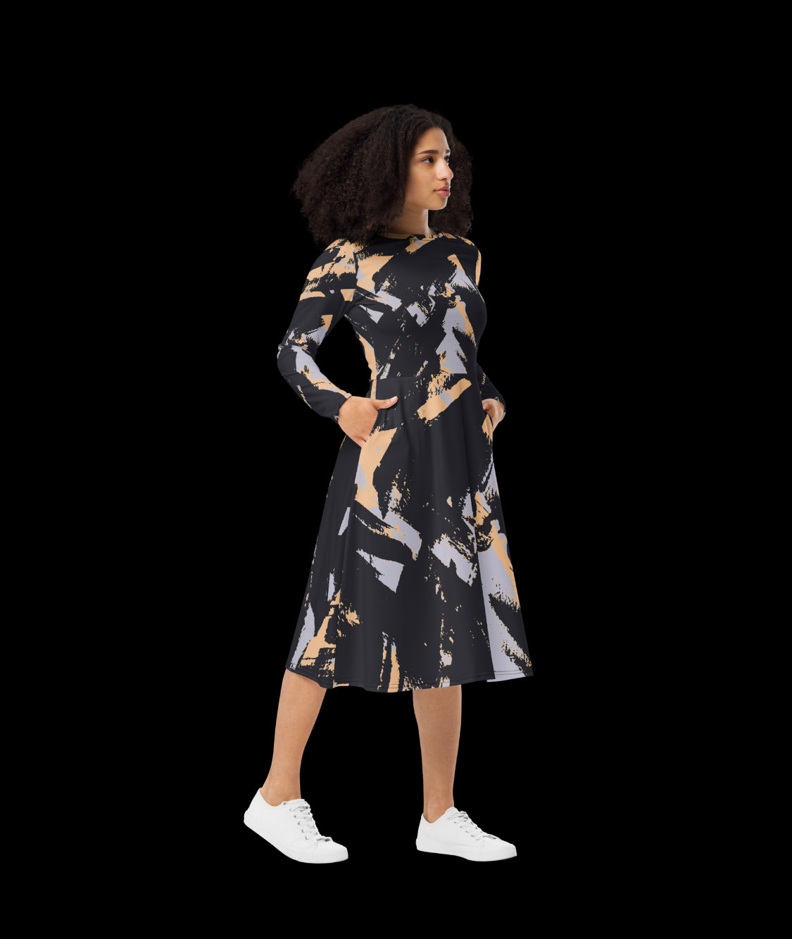 „Artistic“ long sleeve midi dress