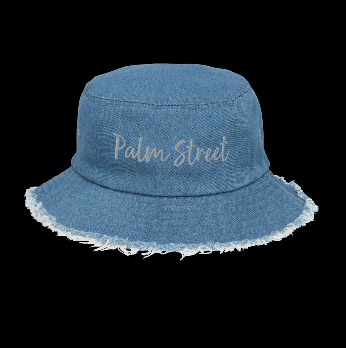 „Palm Street“ Distressed denim bucket hat