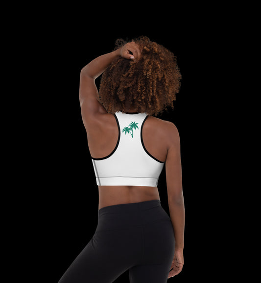 White green Padded Sports Bra