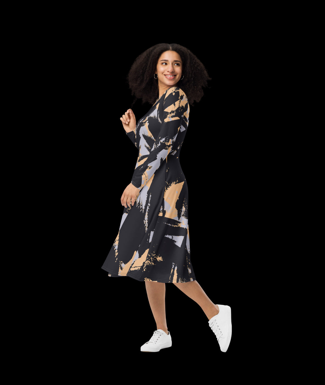 „Artistic“ long sleeve midi dress