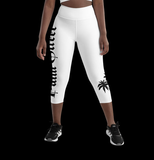 White black Yoga Capri Leggings